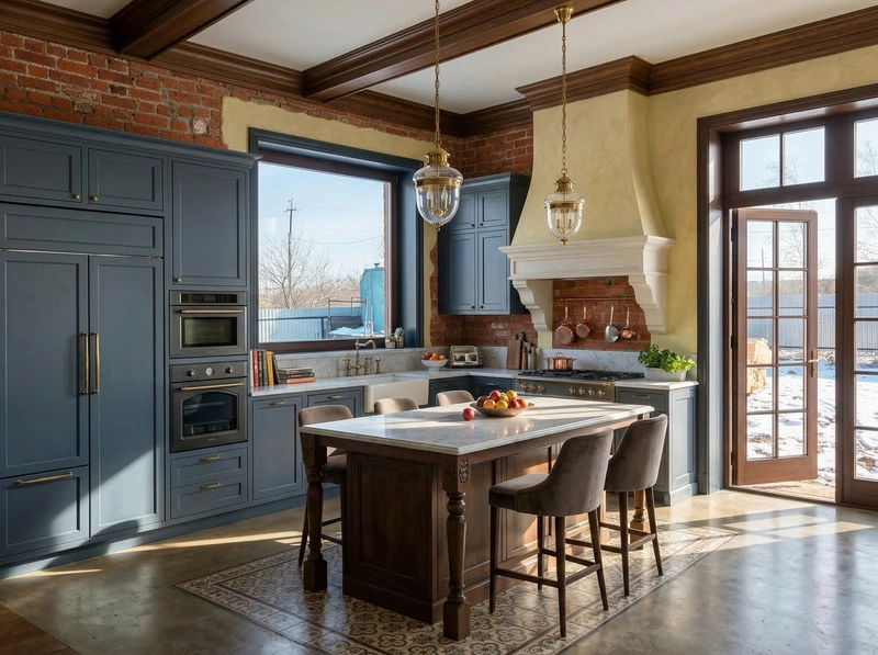 Дизайн интерьера в стиле Классика — Кухня от нейросети RoomGPT