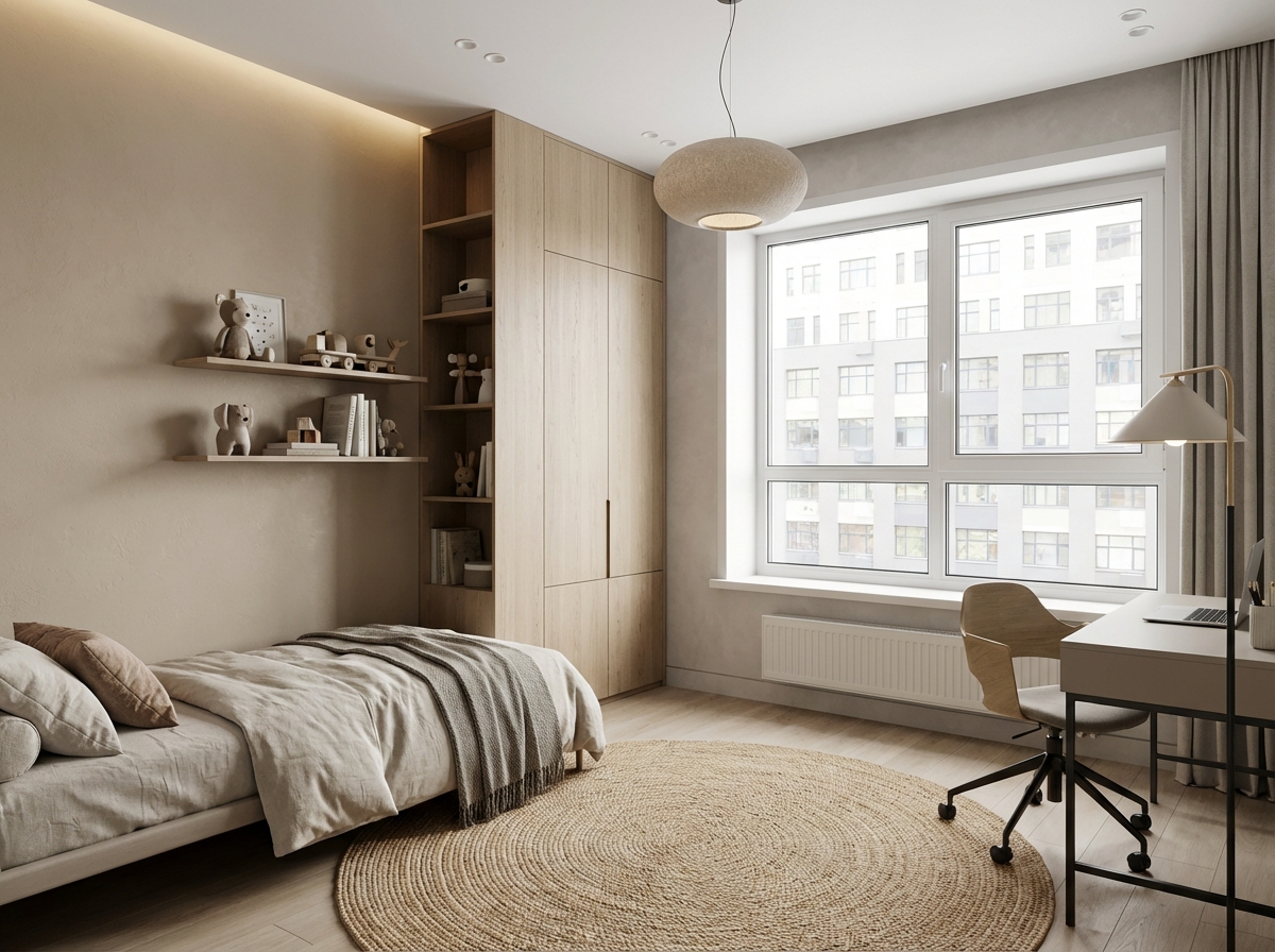 Дизайн детской в стиле Минимализм — фото интерьера от нейросети RoomGPT