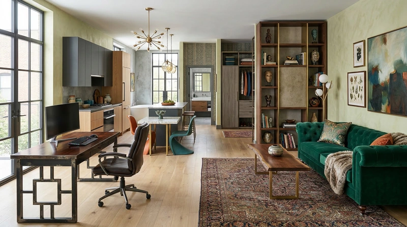 Дизайн гостиной в стиле Эклектика — фото интерьера от нейросети RoomGPT