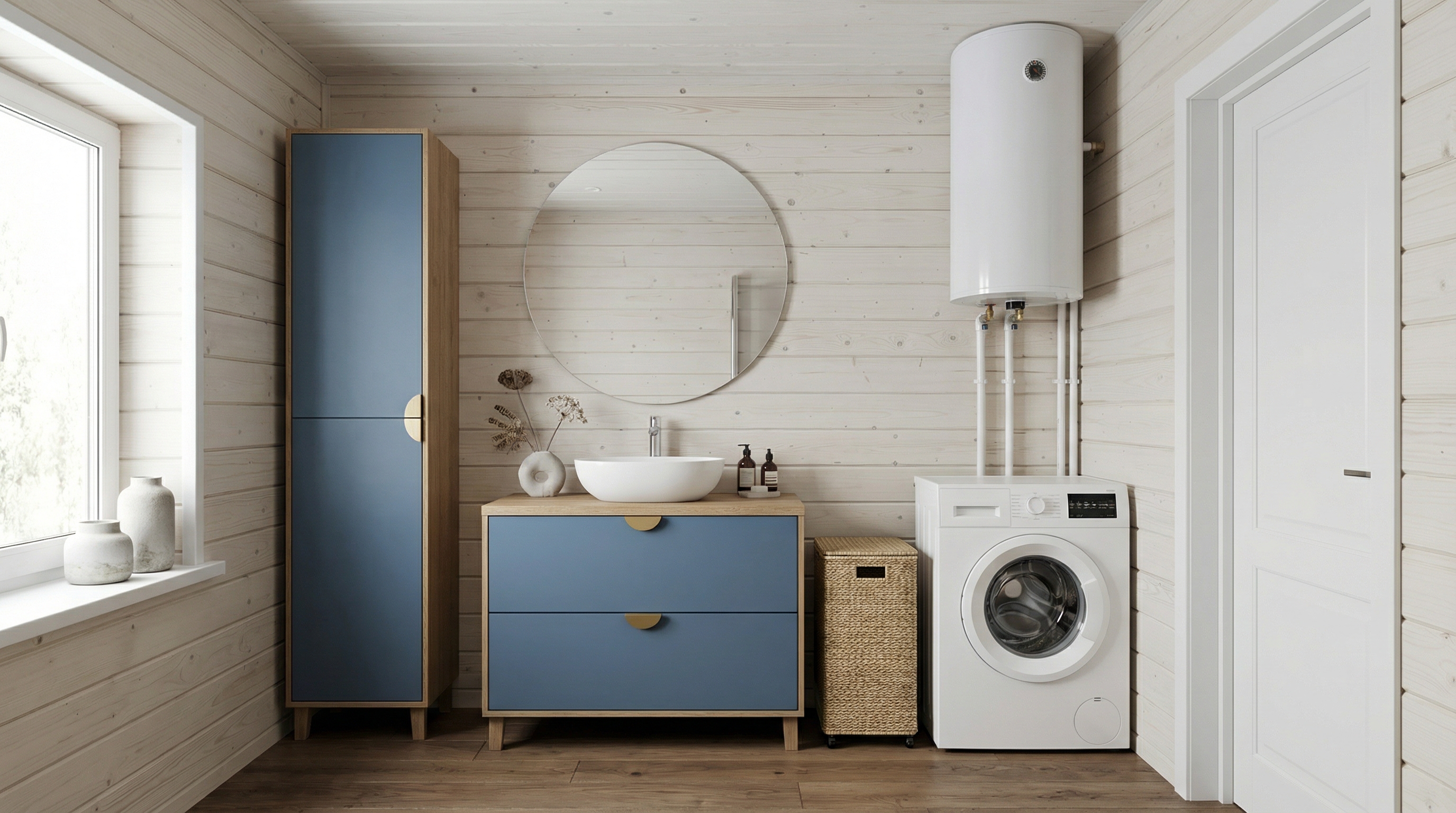 Дизайн ванной в стиле Japandi — фото интерьера от нейросети RoomGPT