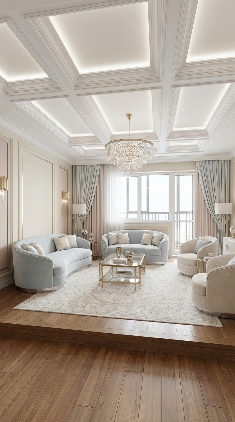 Дизайн интерьера в стиле Неоклассика — Гостиная от нейросети RoomGPT