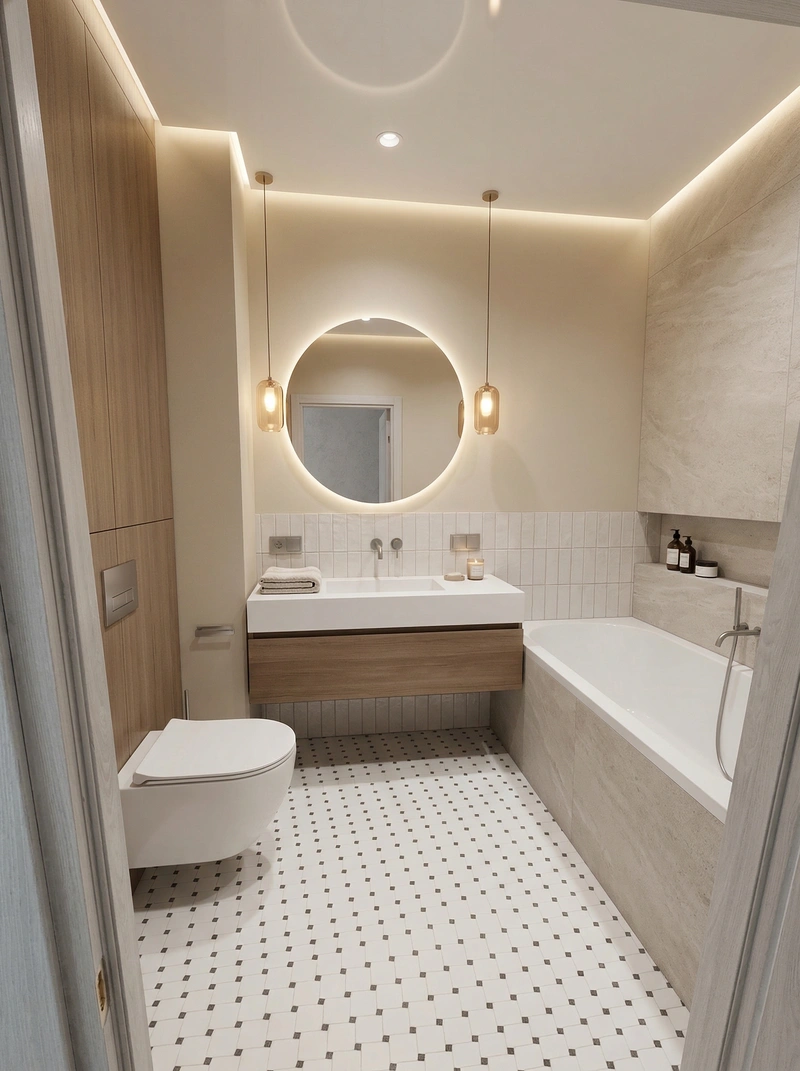 Дизайн ванной в стиле Минимализм — фото интерьера от нейросети RoomGPT