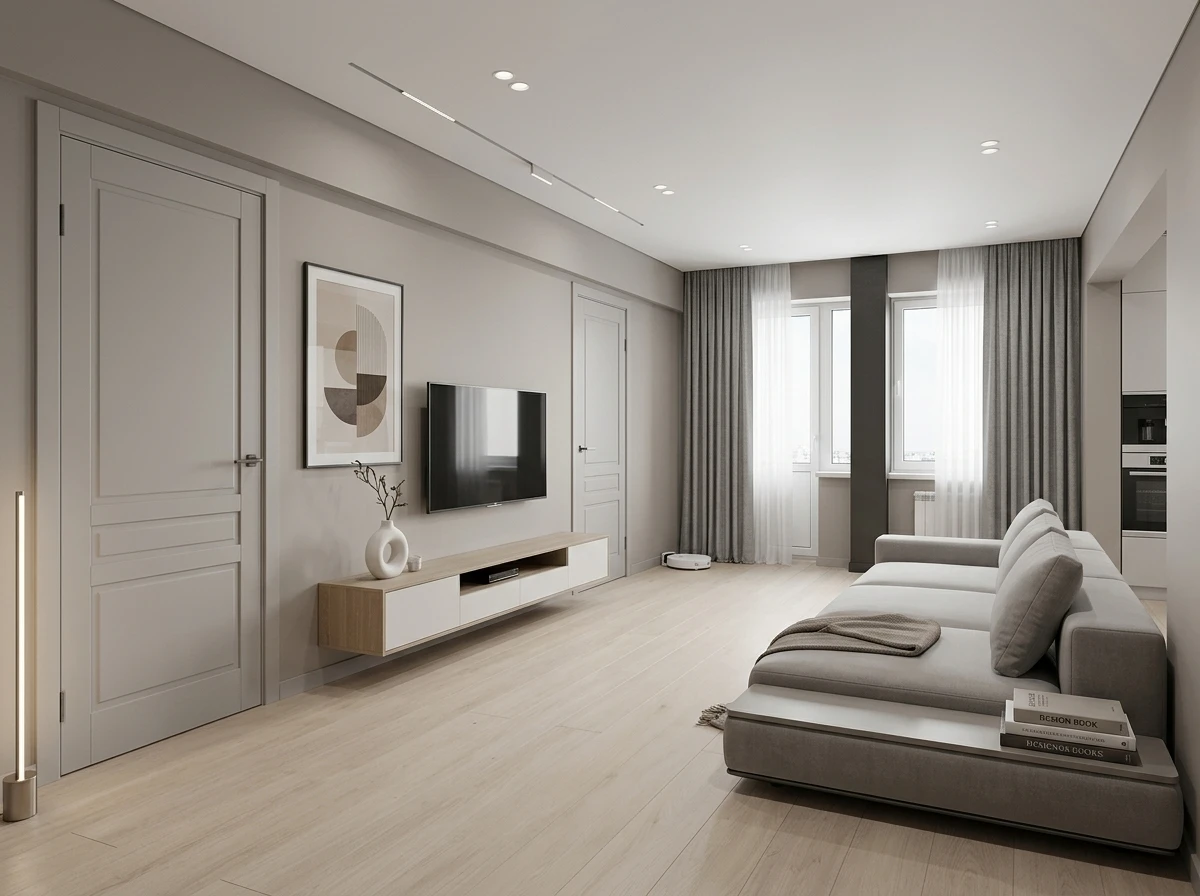 Дизайн интерьера в стиле Минимализм — Гостиная от нейросети RoomGPT
