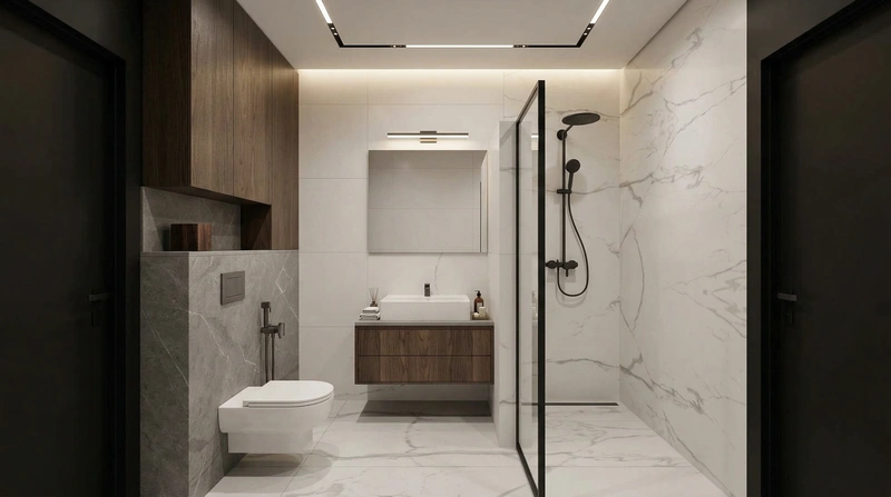 Дизайн ванной в стиле Минимализм — фото интерьера от нейросети RoomGPT