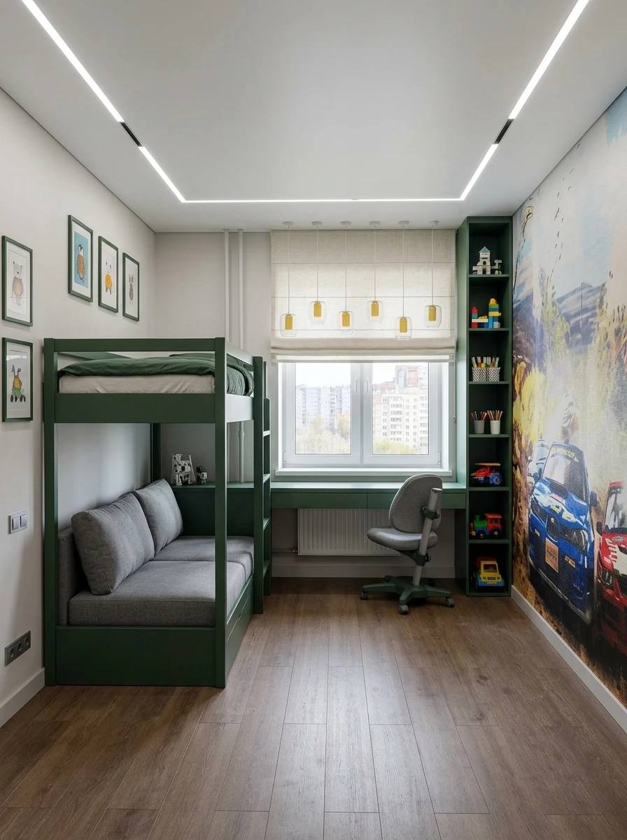 Дизайн детской в стиле Контемпорари — фото интерьера от нейросети RoomGPT