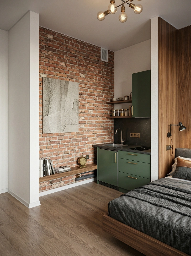 Дизайн спальни в стиле Лофт — фото интерьера от нейросети RoomGPT