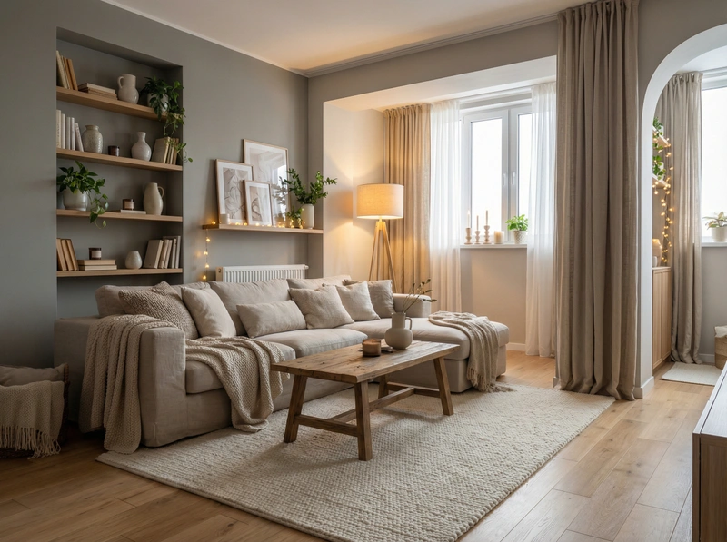 Дизайн интерьера в стиле Хюгге — Гостиная от нейросети RoomGPT