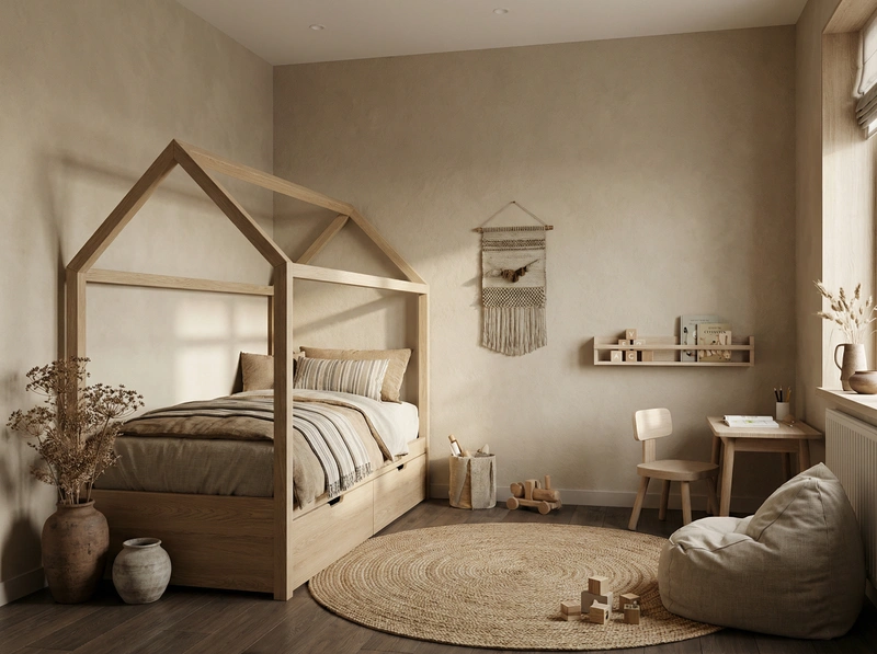 Дизайн детской в стиле Japandi — фото интерьера от нейросети RoomGPT