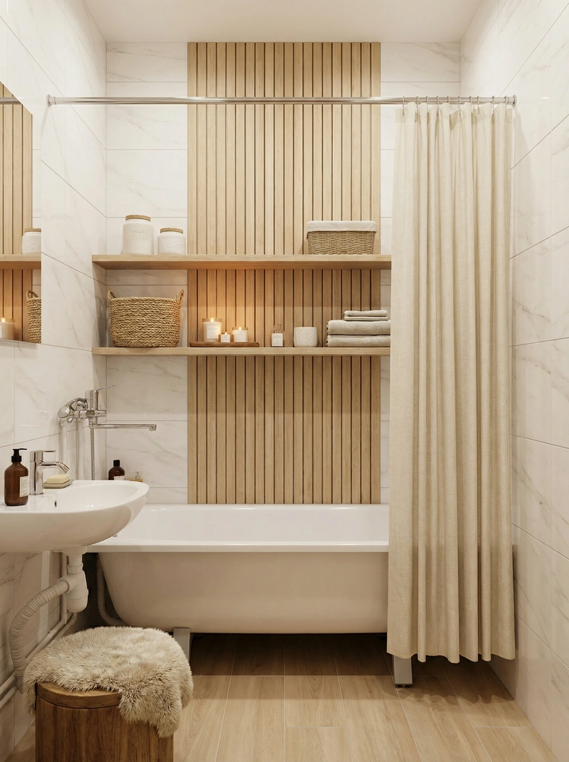 Дизайн интерьера в стиле Хюгге — Ванная от нейросети RoomGPT