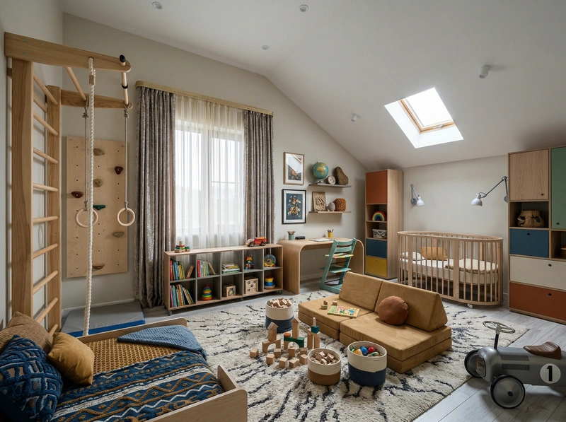 Дизайн интерьера в стиле Эклектика — Детская от нейросети RoomGPT