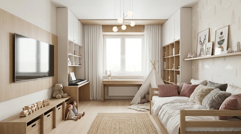 Дизайн детской в стиле Хюгге — фото интерьера от нейросети RoomGPT
