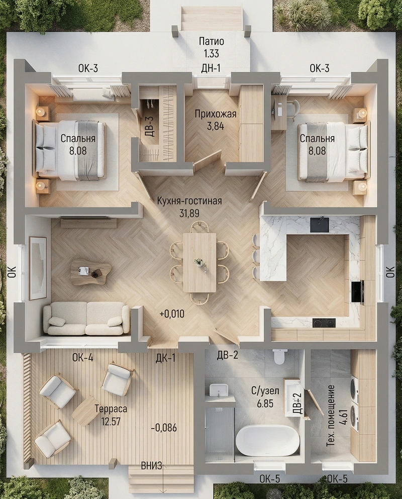 Дизайн гостиной в стиле Сканди — фото интерьера от нейросети RoomGPT