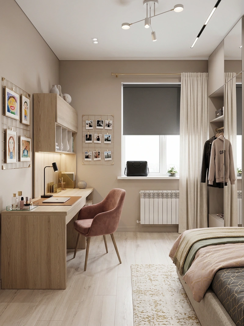 Дизайн интерьера в стиле Контемпорари — Спальня от нейросети RoomGPT