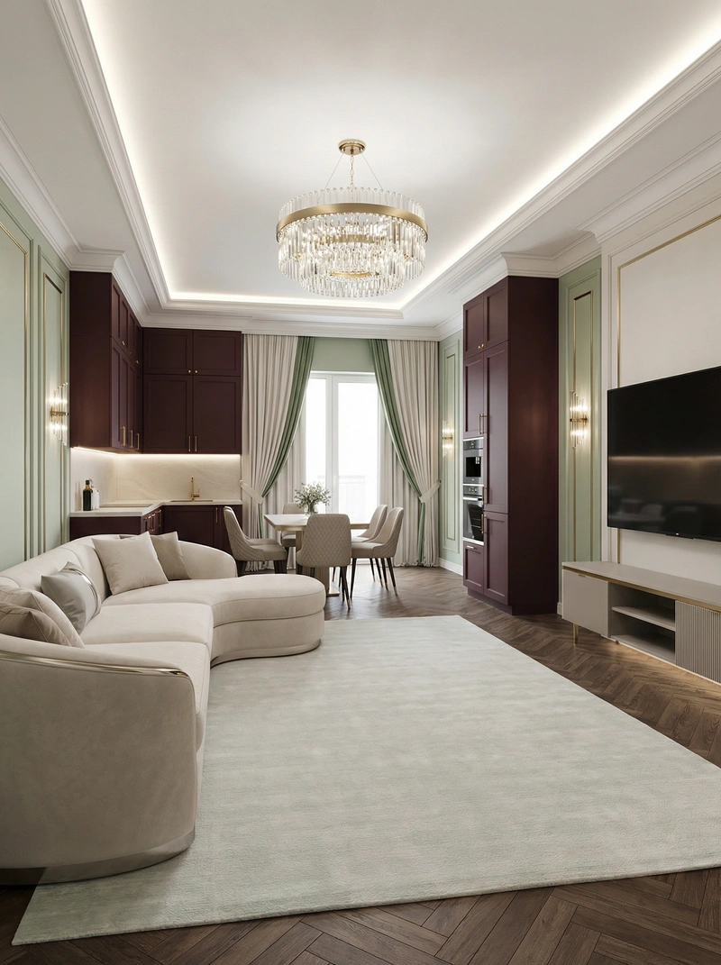 Дизайн интерьера в стиле Неоклассика — Гостиная от нейросети RoomGPT