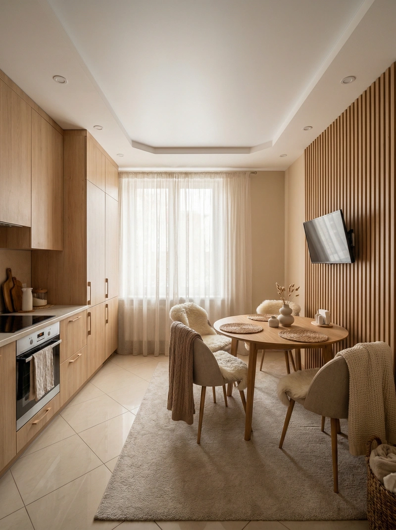 Дизайн интерьера в стиле Хюгге — Кухня от нейросети RoomGPT