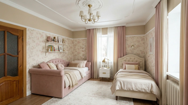Дизайн интерьера в стиле Классика — Детская от нейросети RoomGPT