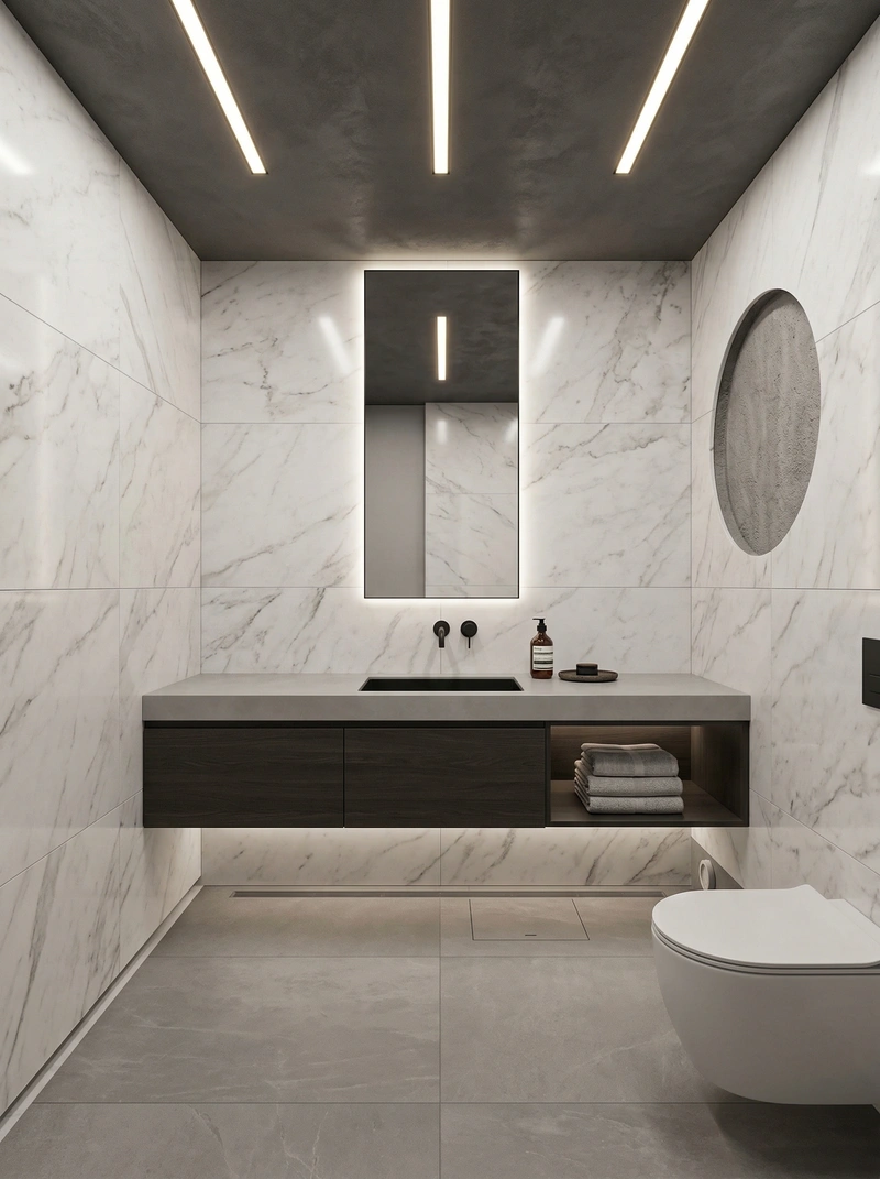 Дизайн ванной в стиле Минимализм — фото интерьера от нейросети RoomGPT