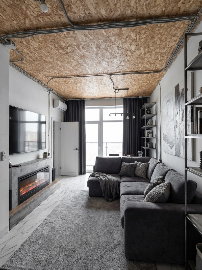 Дизайн интерьера в стиле Лофт — Гостиная от нейросети RoomGPT