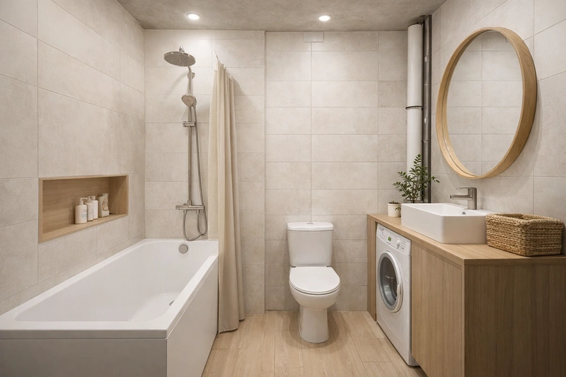 Дизайн интерьера в стиле Сканди — Ванная от нейросети RoomGPT