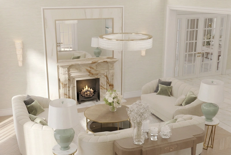 Дизайн интерьера в стиле Классика — Гостиная от нейросети RoomGPT