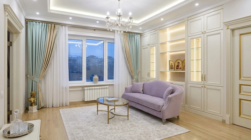 Дизайн интерьера в стиле Неоклассика — Гостиная от нейросети RoomGPT