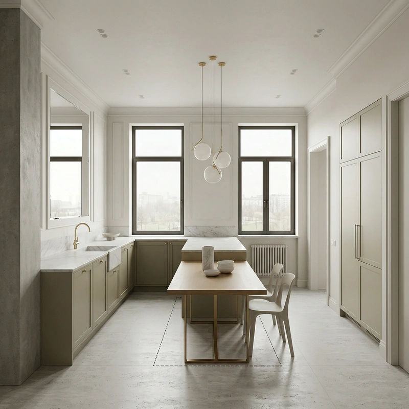 Дизайн интерьера в стиле Классика — Кухня от нейросети RoomGPT
