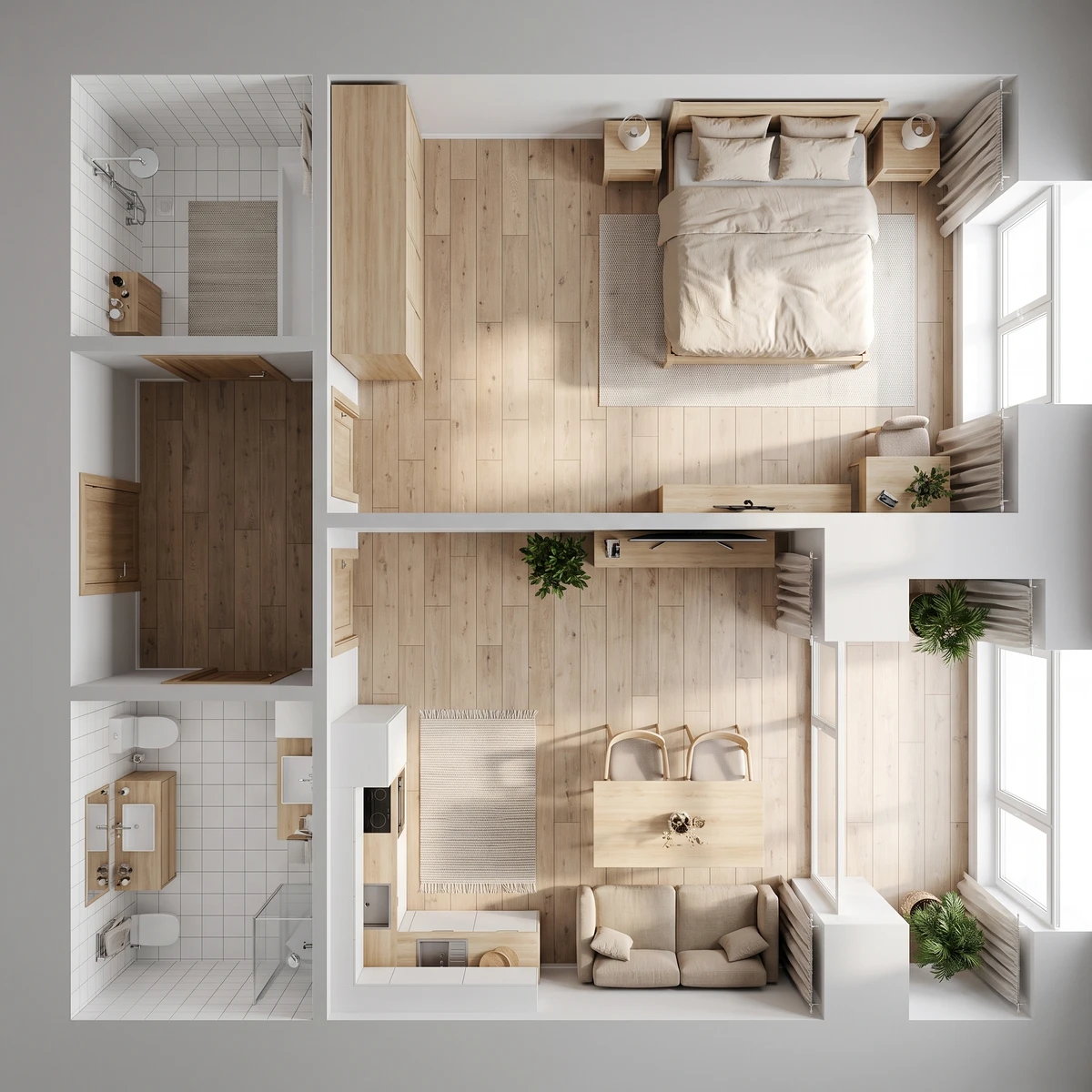 Дизайн гостиной в стиле Сканди — фото интерьера от нейросети RoomGPT