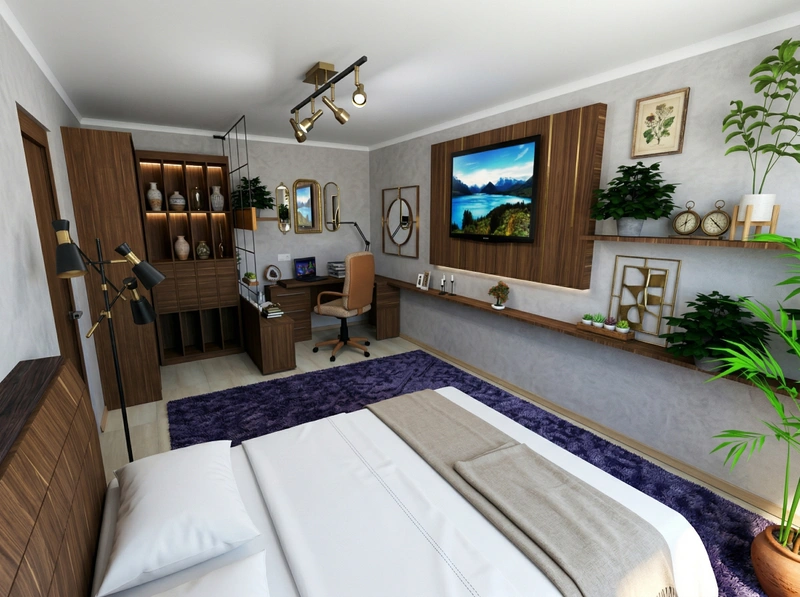 Дизайн спальни в стиле Эклектика — фото интерьера от нейросети RoomGPT