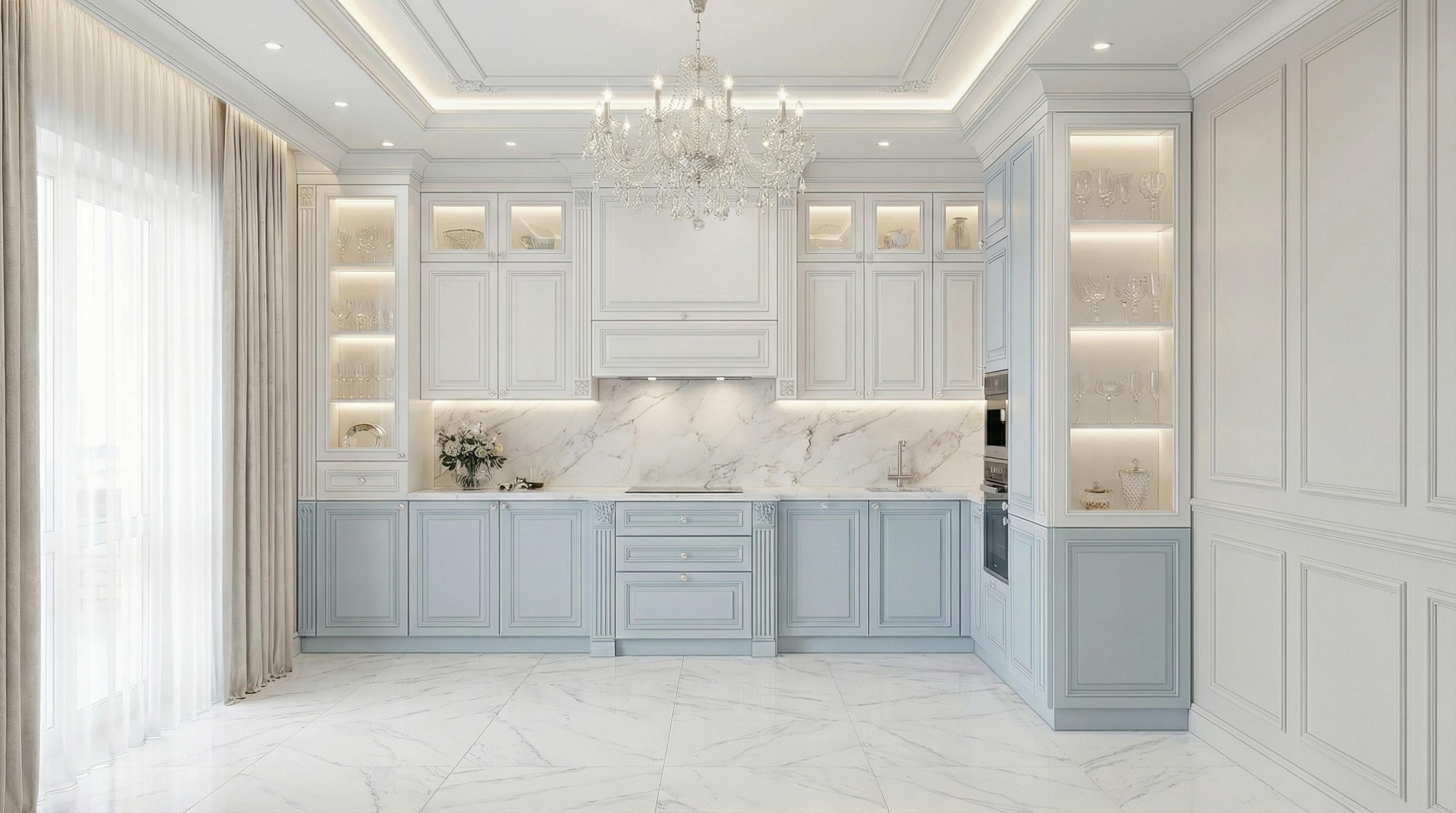 Дизайн кухни в стиле Классика — фото интерьера от нейросети RoomGPT