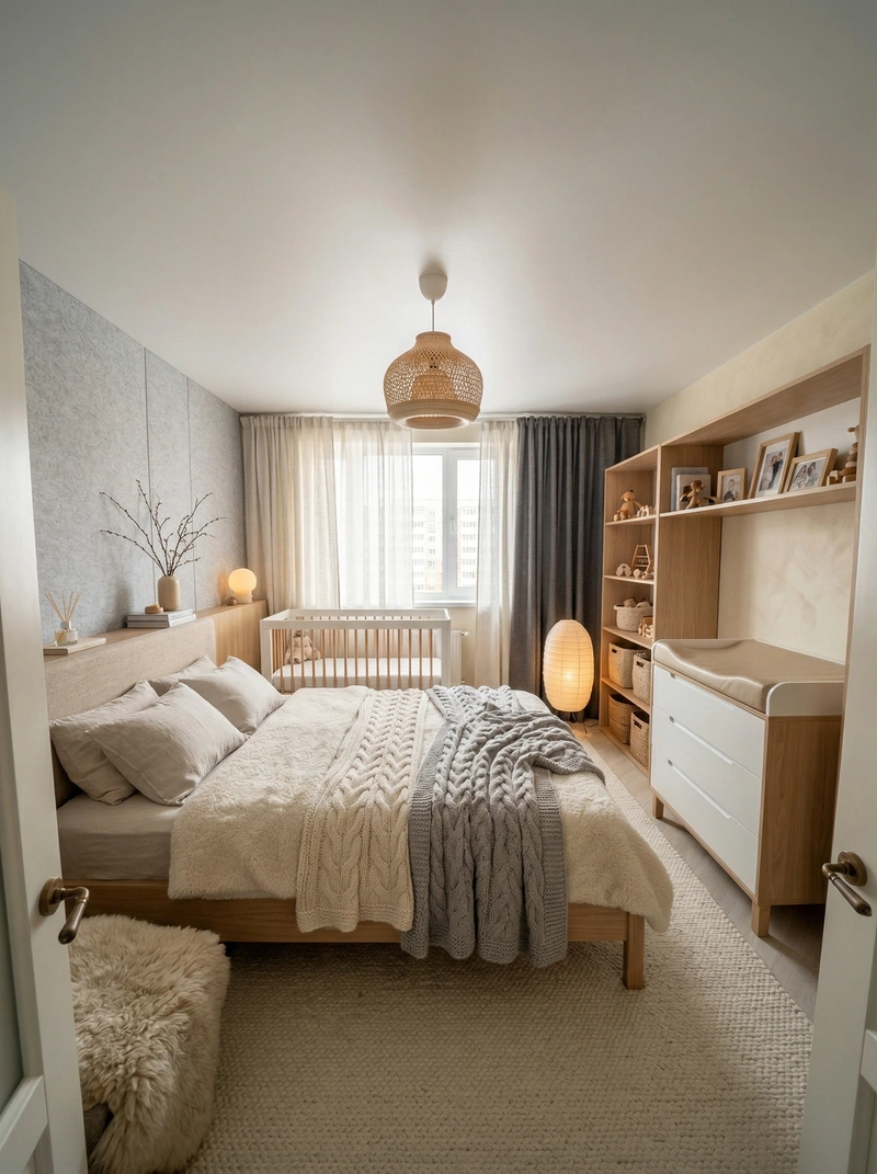 Дизайн спальни в стиле Хюгге — фото интерьера от нейросети RoomGPT