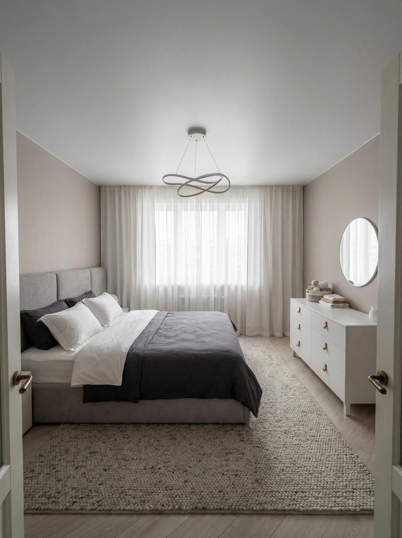 Дизайн спальни в стиле Минимализм — фото интерьера от нейросети RoomGPT