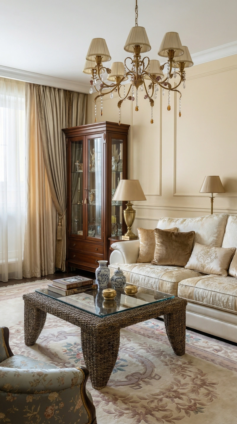 Дизайн интерьера в стиле Классика — Гостиная от нейросети RoomGPT