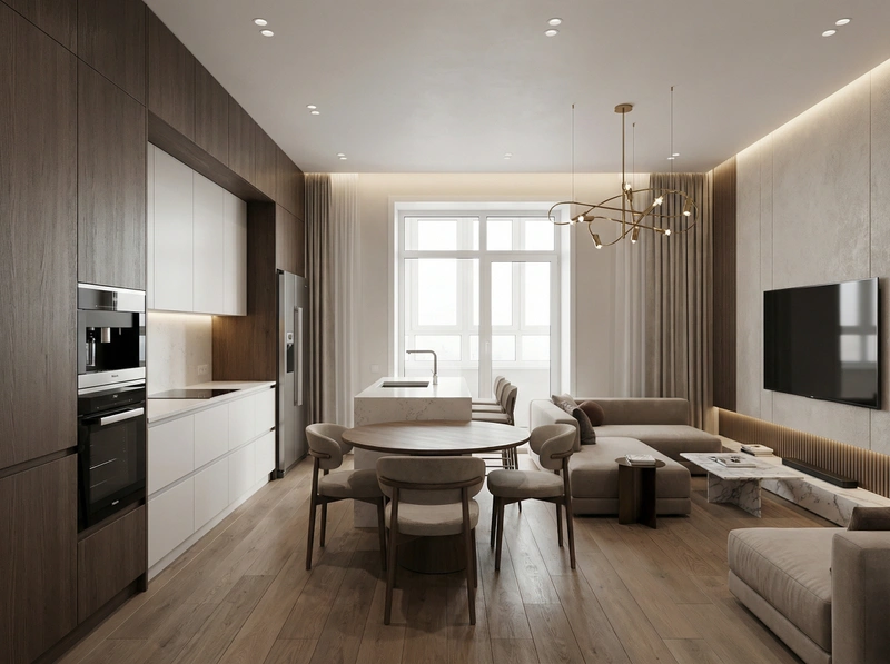 Дизайн интерьера в стиле Контемпорари — Кухня от нейросети RoomGPT