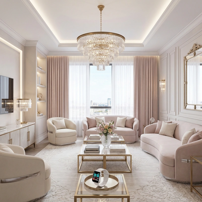 Дизайн гостиной в стиле Неоклассика — фото интерьера от нейросети RoomGPT