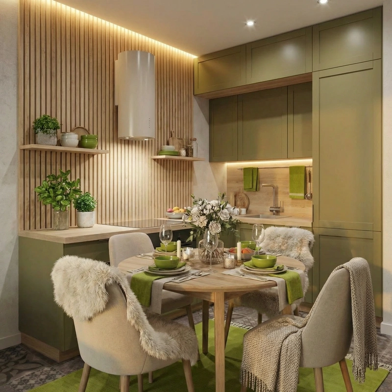 Дизайн интерьера в стиле Хюгге — Кухня от нейросети RoomGPT