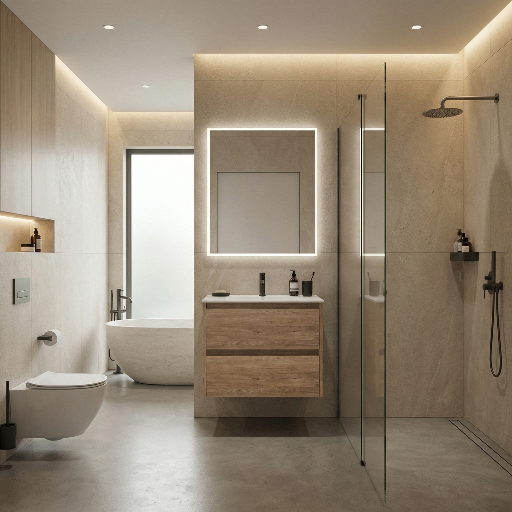 Дизайн ванной в стиле Минимализм — фото интерьера от нейросети RoomGPT