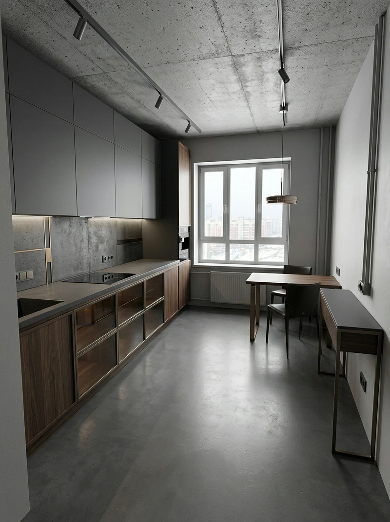 Дизайн кухни в стиле Блэктэк — фото интерьера от нейросети RoomGPT