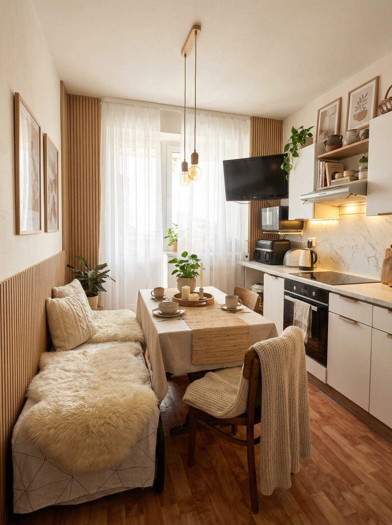 Дизайн интерьера в стиле Хюгге — Кухня от нейросети RoomGPT