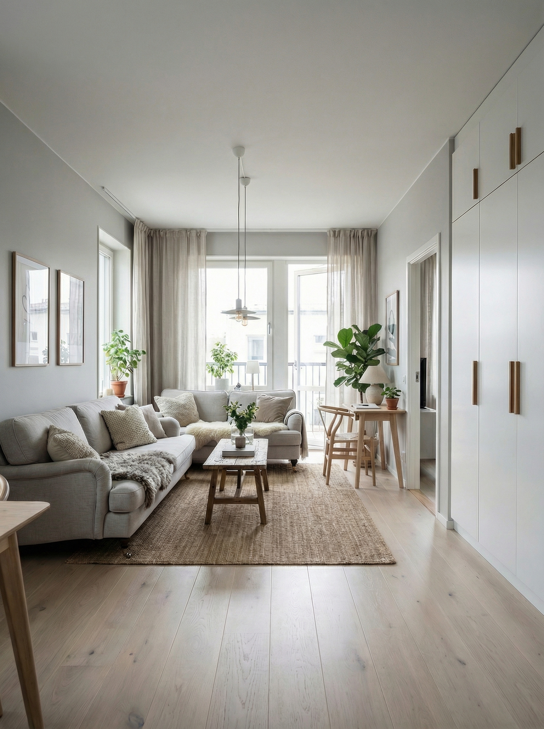 Дизайн гостиной в стиле Сканди — фото интерьера от нейросети RoomGPT