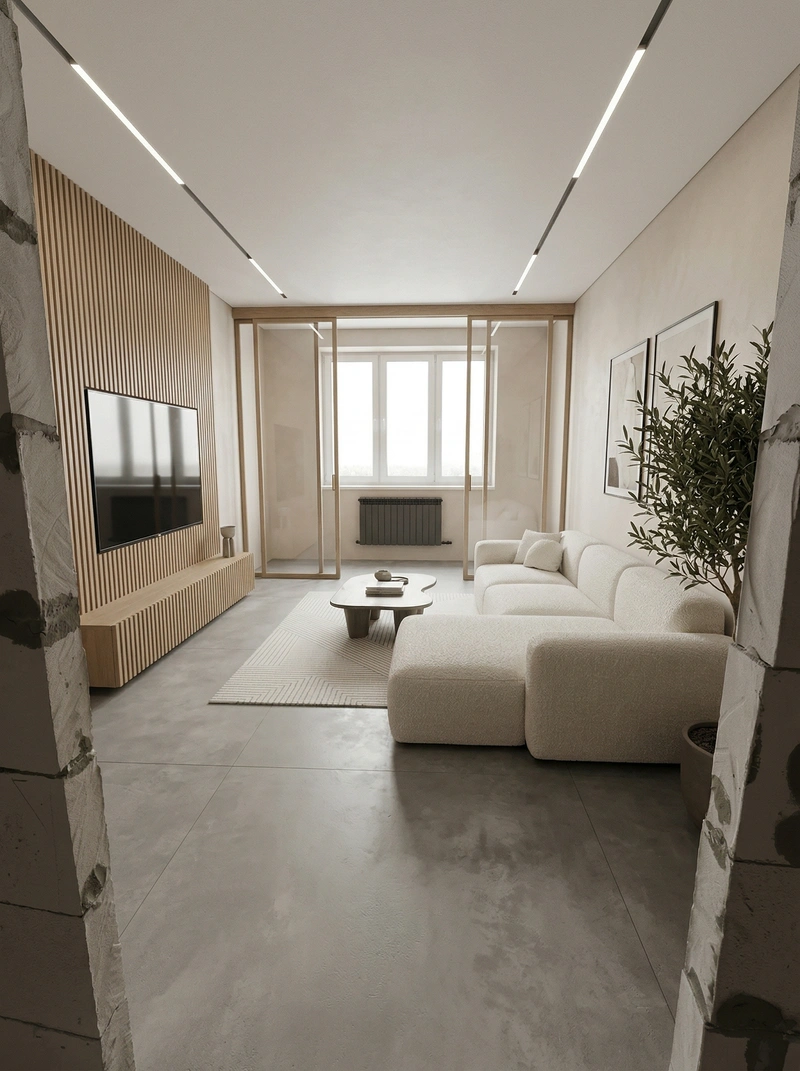 Дизайн гостиной в стиле Минимализм — фото интерьера от нейросети RoomGPT