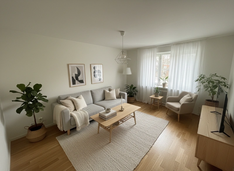 Дизайн интерьера в стиле Хюгге — Гостиная от нейросети RoomGPT