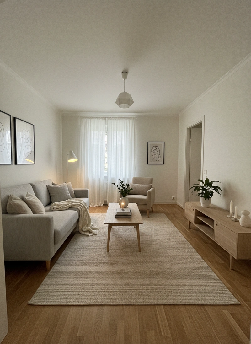 Дизайн интерьера в стиле Хюгге — Гостиная от нейросети RoomGPT