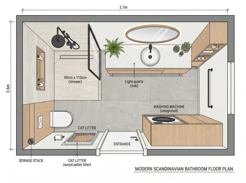Дизайн интерьера в стиле Сканди — Ванная от нейросети RoomGPT