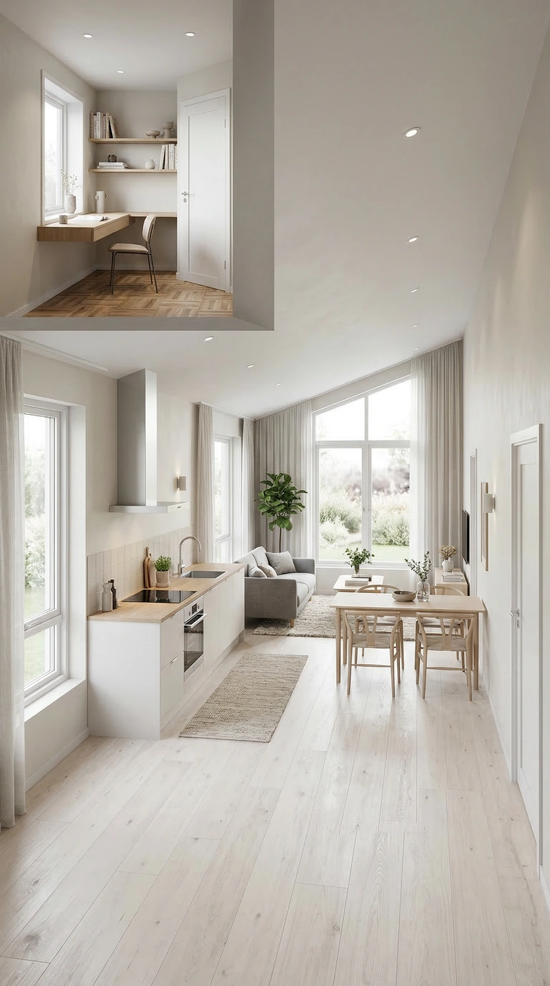 Дизайн кухни в стиле Сканди — фото интерьера от нейросети RoomGPT