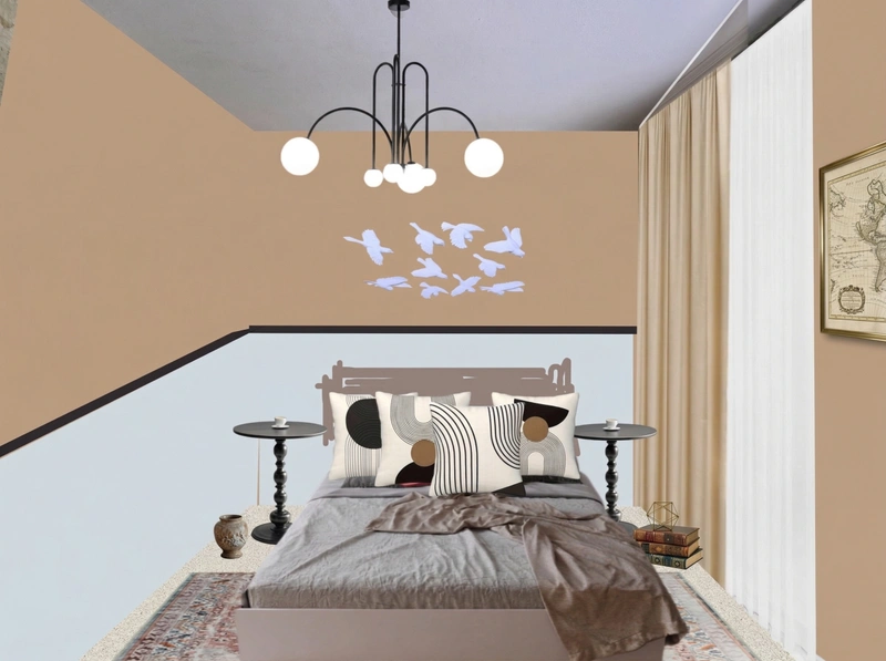 Дизайн спальни в стиле Эклектика — фото интерьера от нейросети RoomGPT