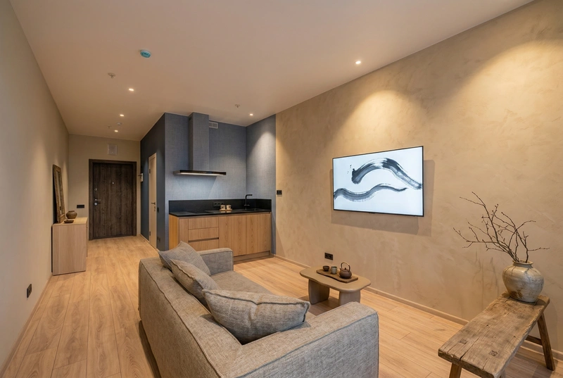 Дизайн спальни в стиле Japandi — фото интерьера от нейросети RoomGPT