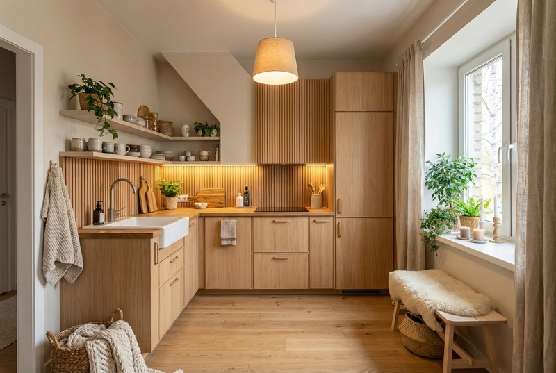 Дизайн интерьера в стиле Хюгге — Кухня от нейросети RoomGPT