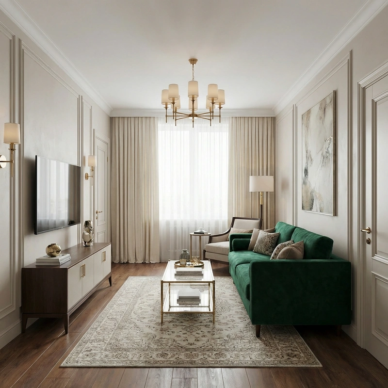 Дизайн интерьера в стиле Классика — Гостиная от нейросети RoomGPT