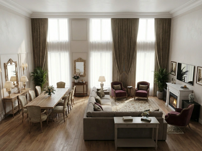 Дизайн интерьера в стиле Классика — Гостиная от нейросети RoomGPT