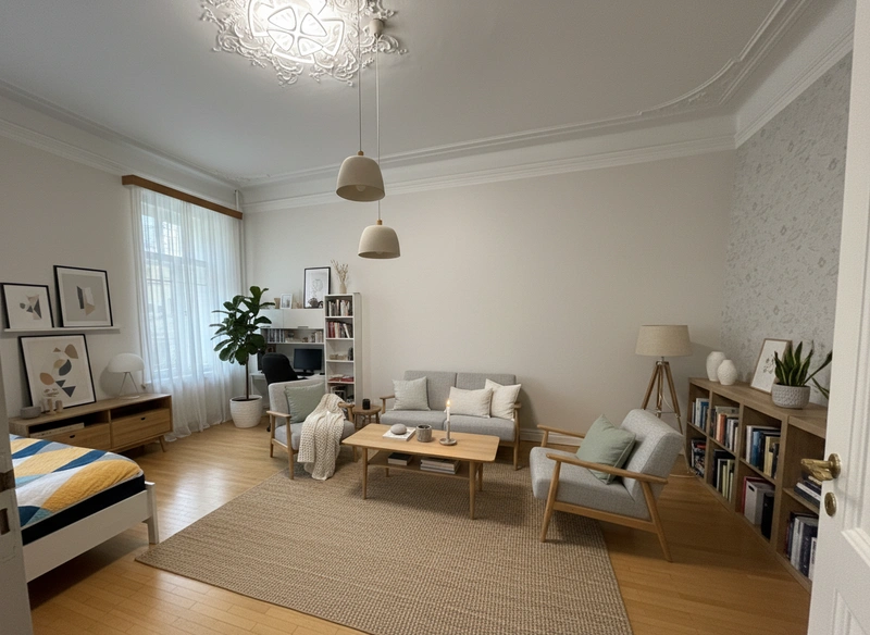 Дизайн интерьера в стиле Хюгге — Гостиная от нейросети RoomGPT